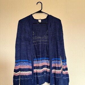 Mudd Navy and Pink Striped Cardigan